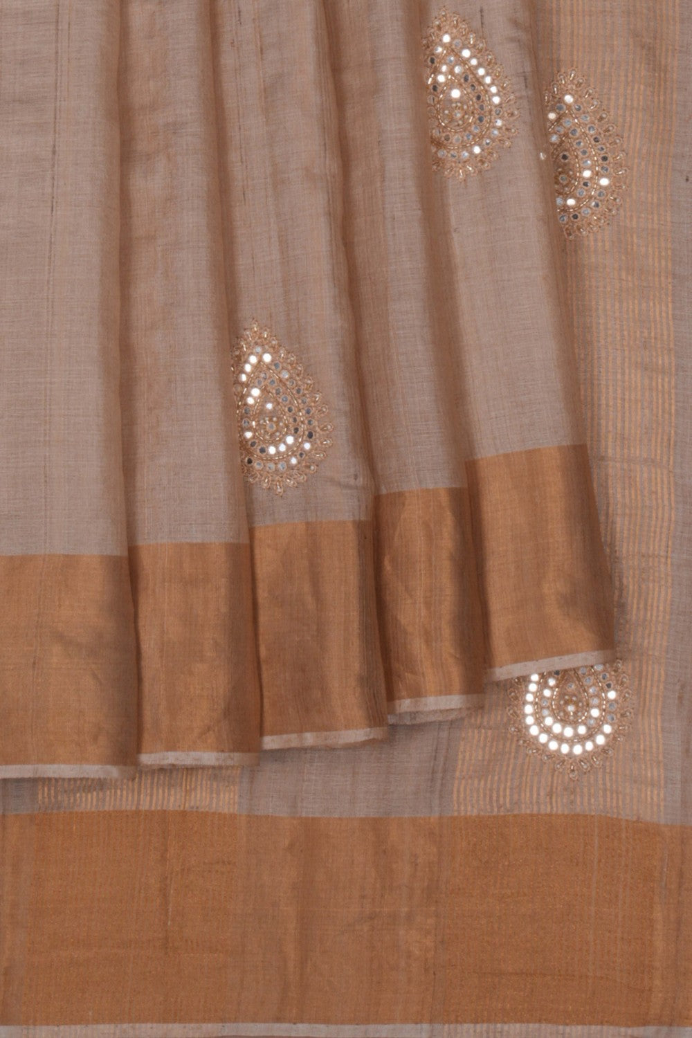 Image of Tussar Silk saree with stitched blouse