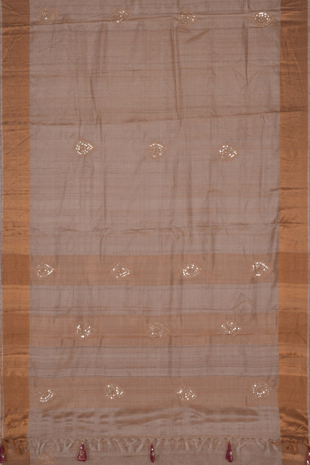 Image of Tussar Silk saree with stitched blouse