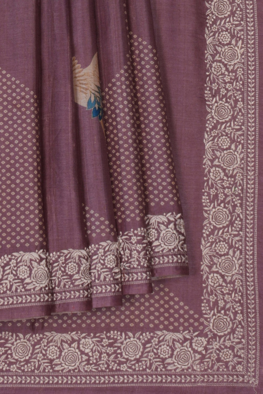 A Beautiful Tussar Silk Embroidery Saree