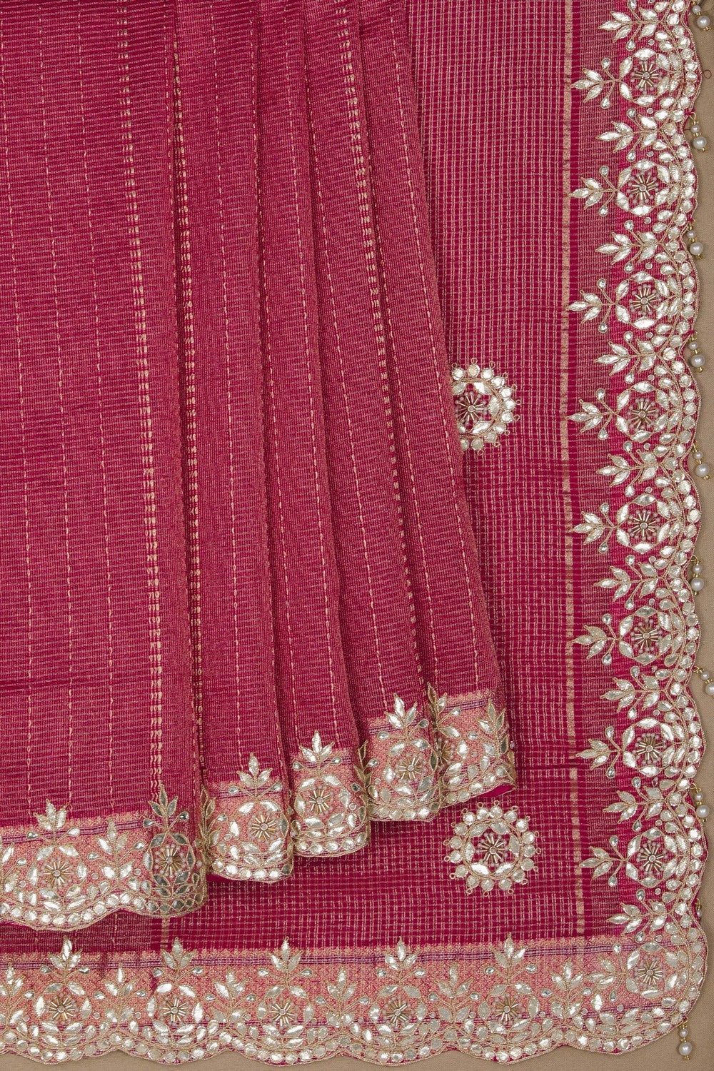 Image of Pink Tissue Gota Patti Embroidery Saree
