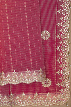 Image of Pink Tissue Gota Patti Embroidery Saree