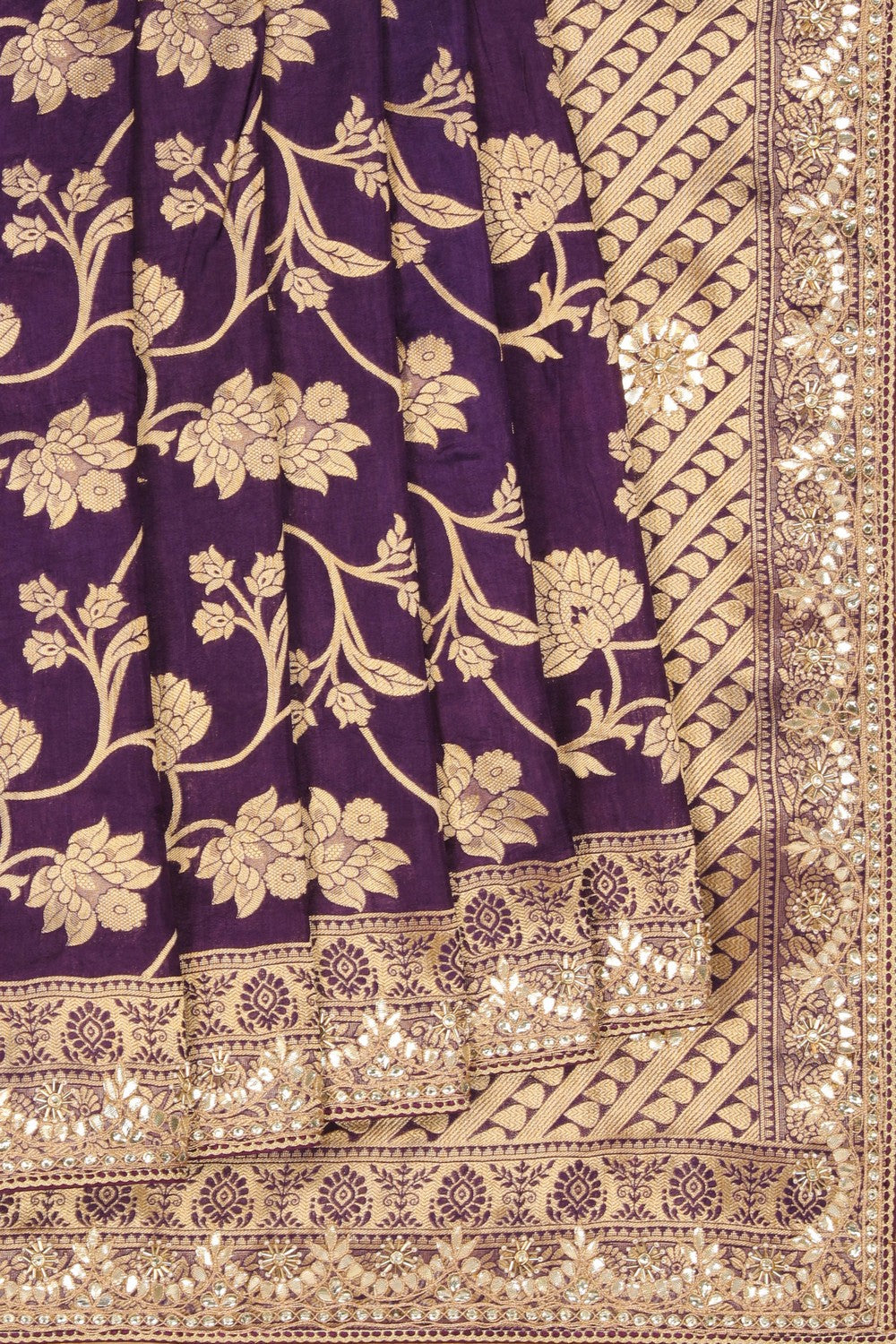 Image of Purple Brocade Gota Patti Embroidery Saree