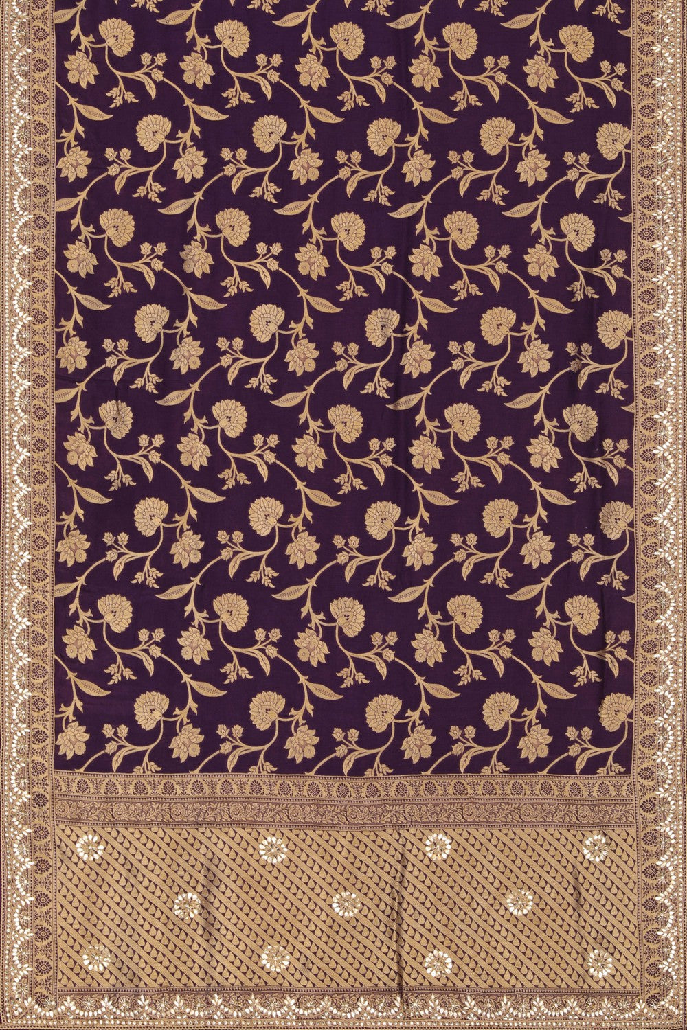 Purple Brocade Gota Patti Embroidery Saree