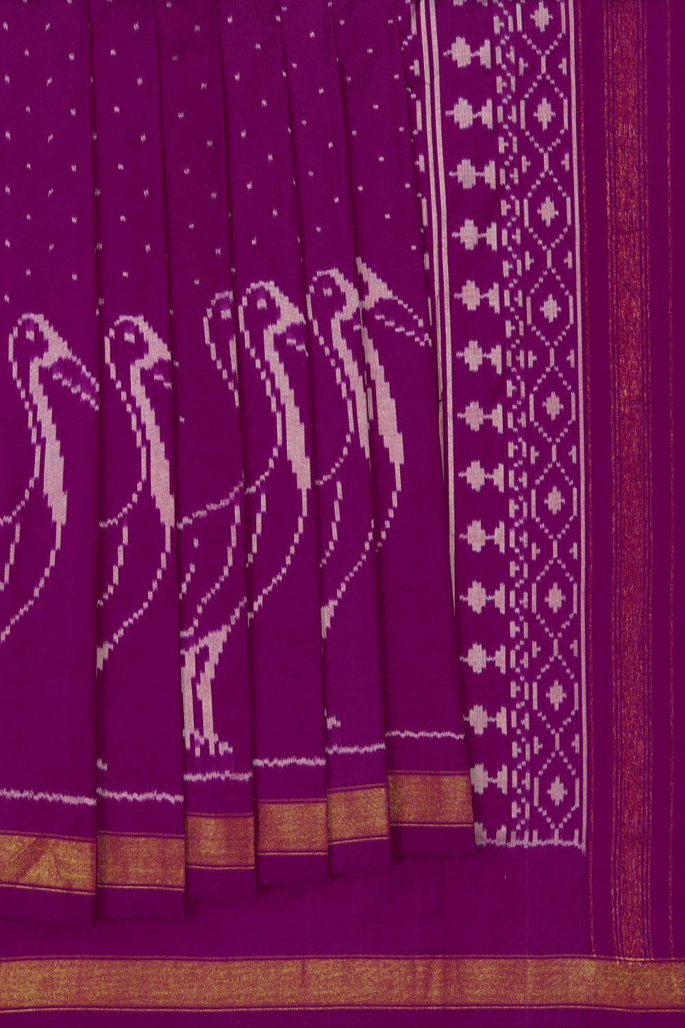 Image of Pochampally Ikat Silk Magenta Pink Saree