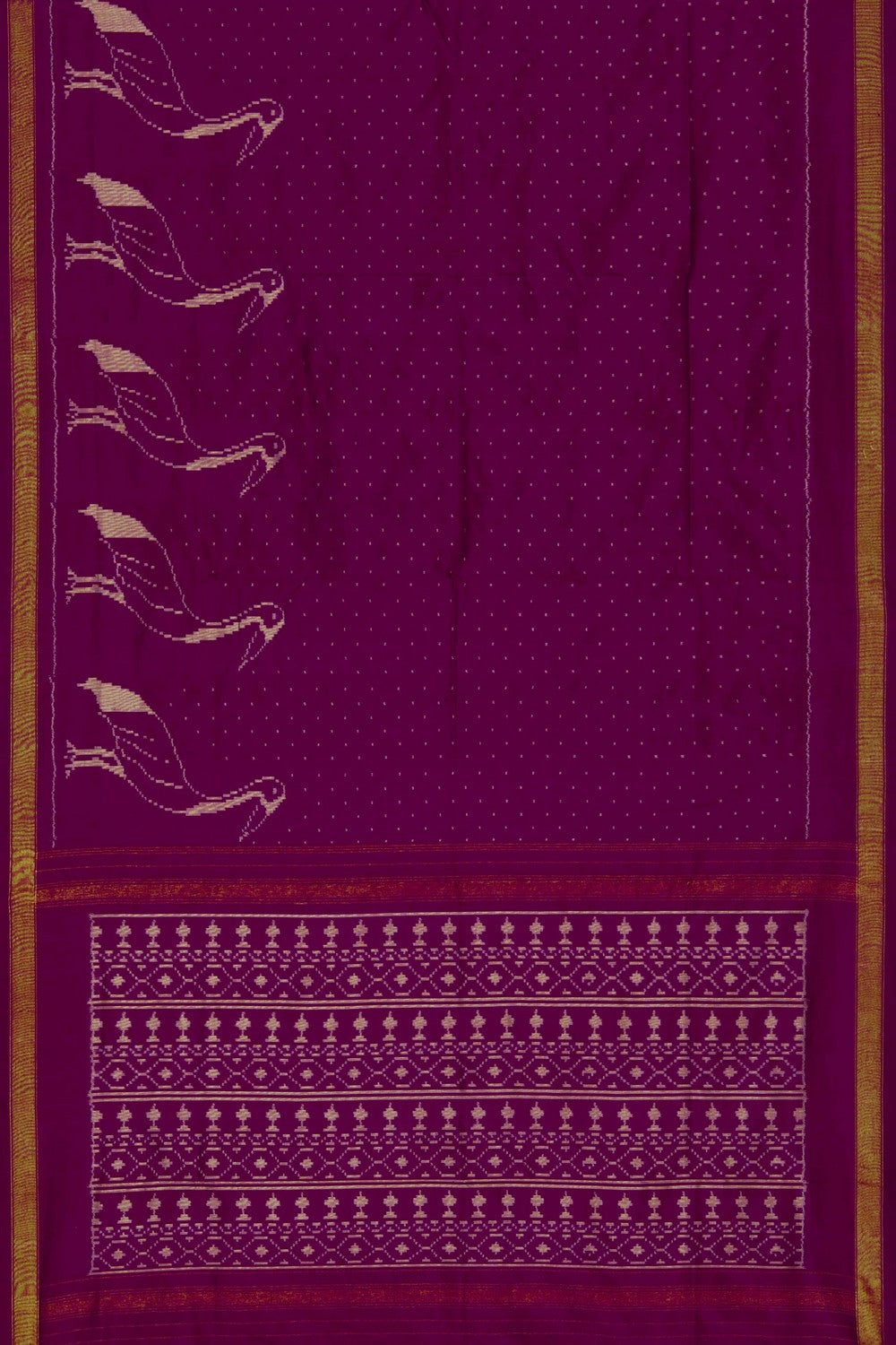 Image of Pochampally Ikat Silk Magenta Pink Saree