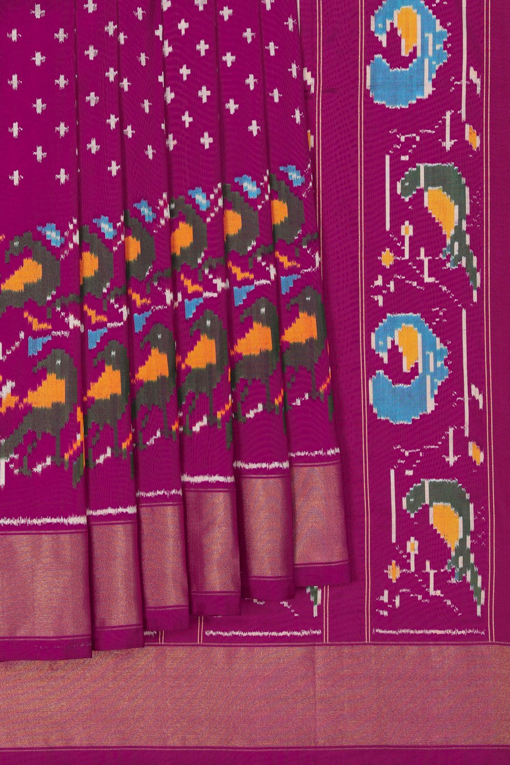 Image of Pochampally Ikat Silk Magenta Pink Saree