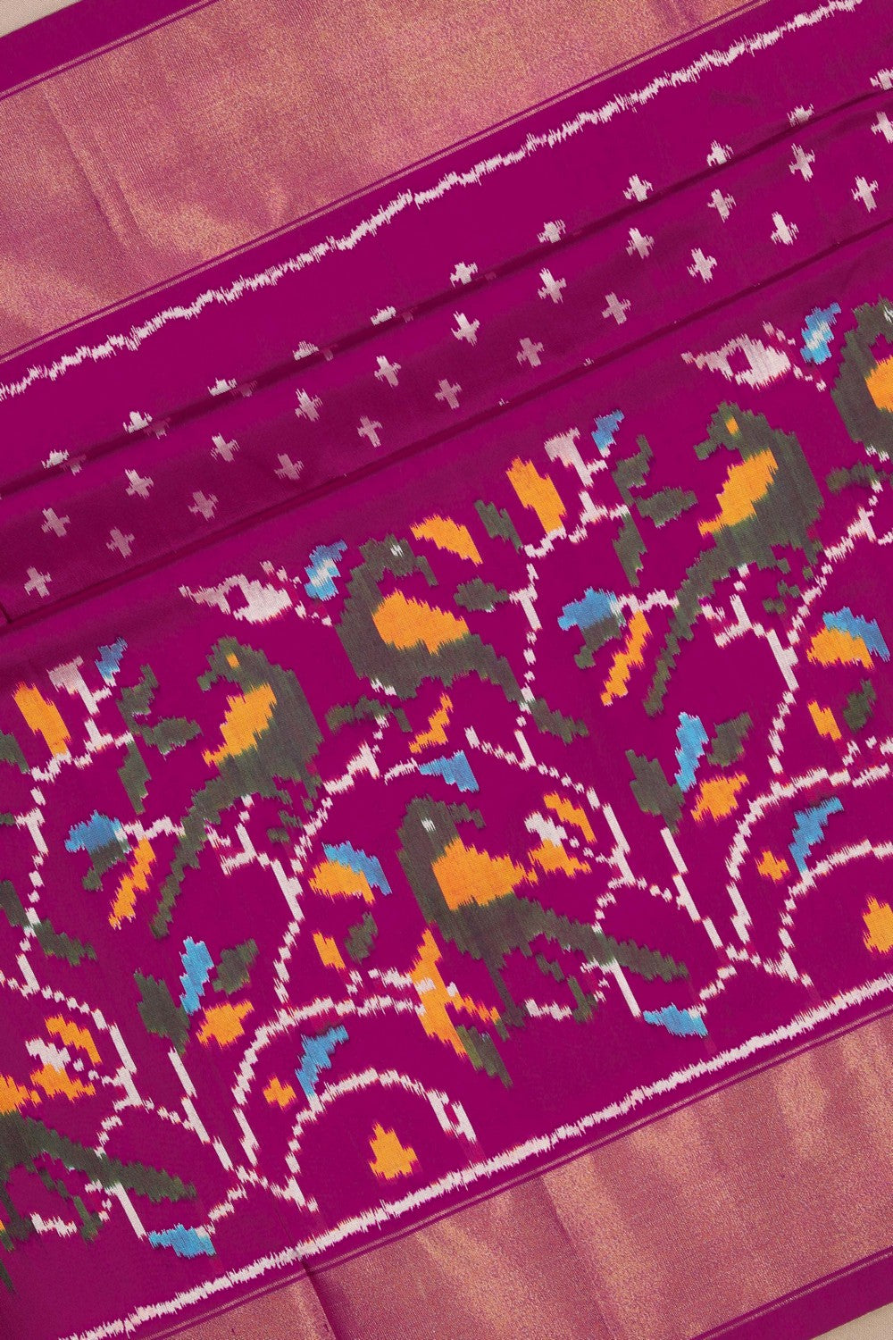 Image of Pochampally Ikat Silk Magenta Pink Saree