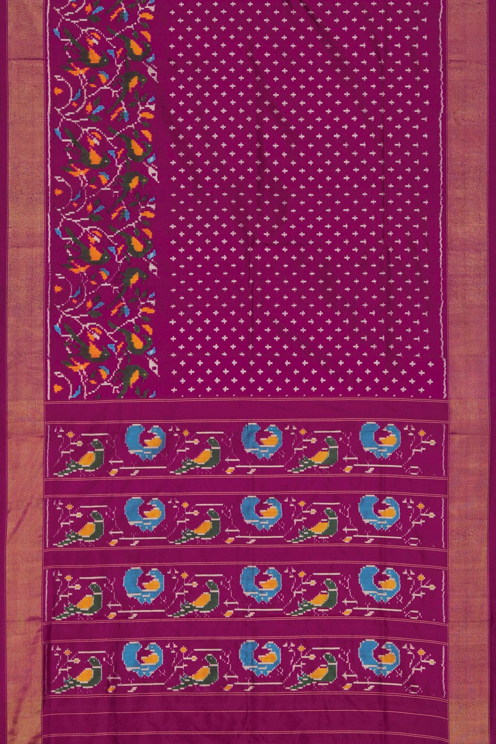 Image of Pochampally Ikat Silk Magenta Pink Saree