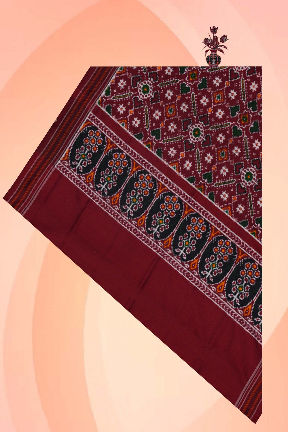 Image of Pochampally Ikat Silk Maroon Dupatta