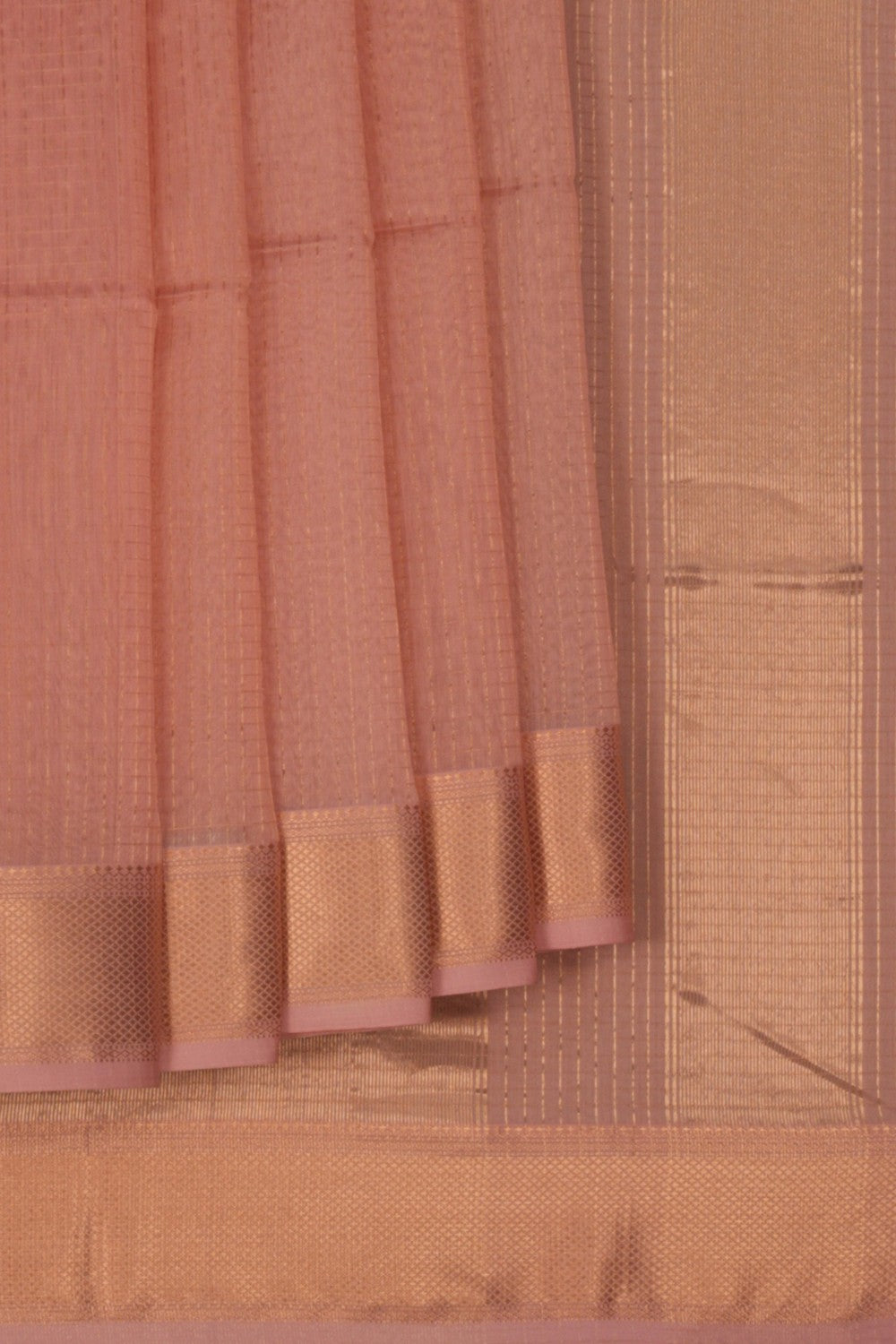 Maheshwari Kattam Peach Saree
