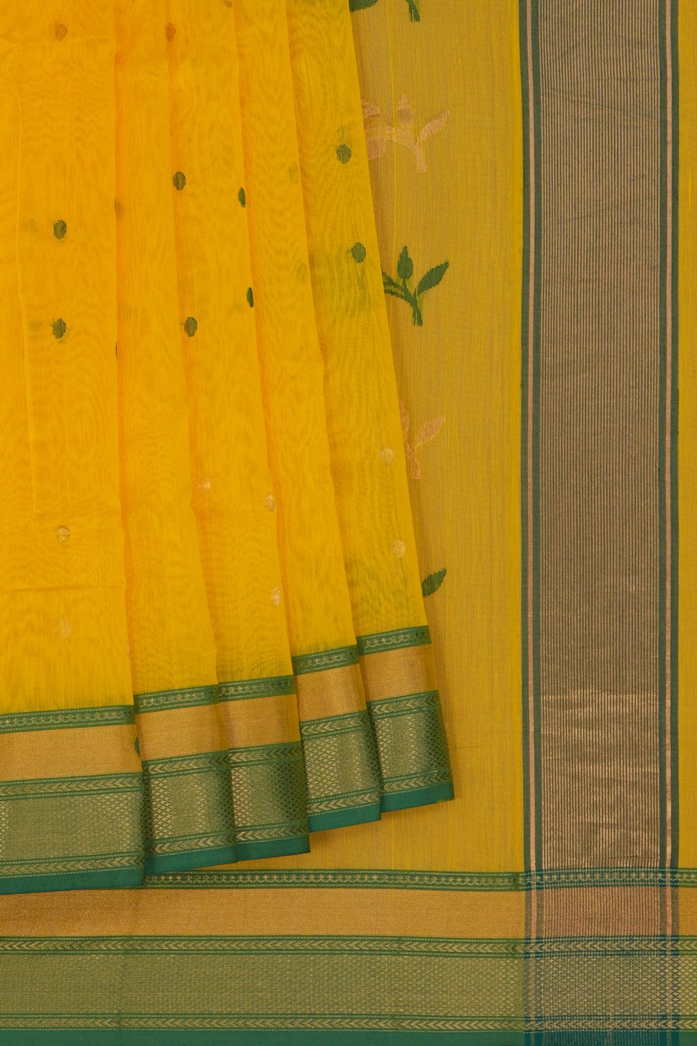 Chanderi Cotton Silk Yellow Saree