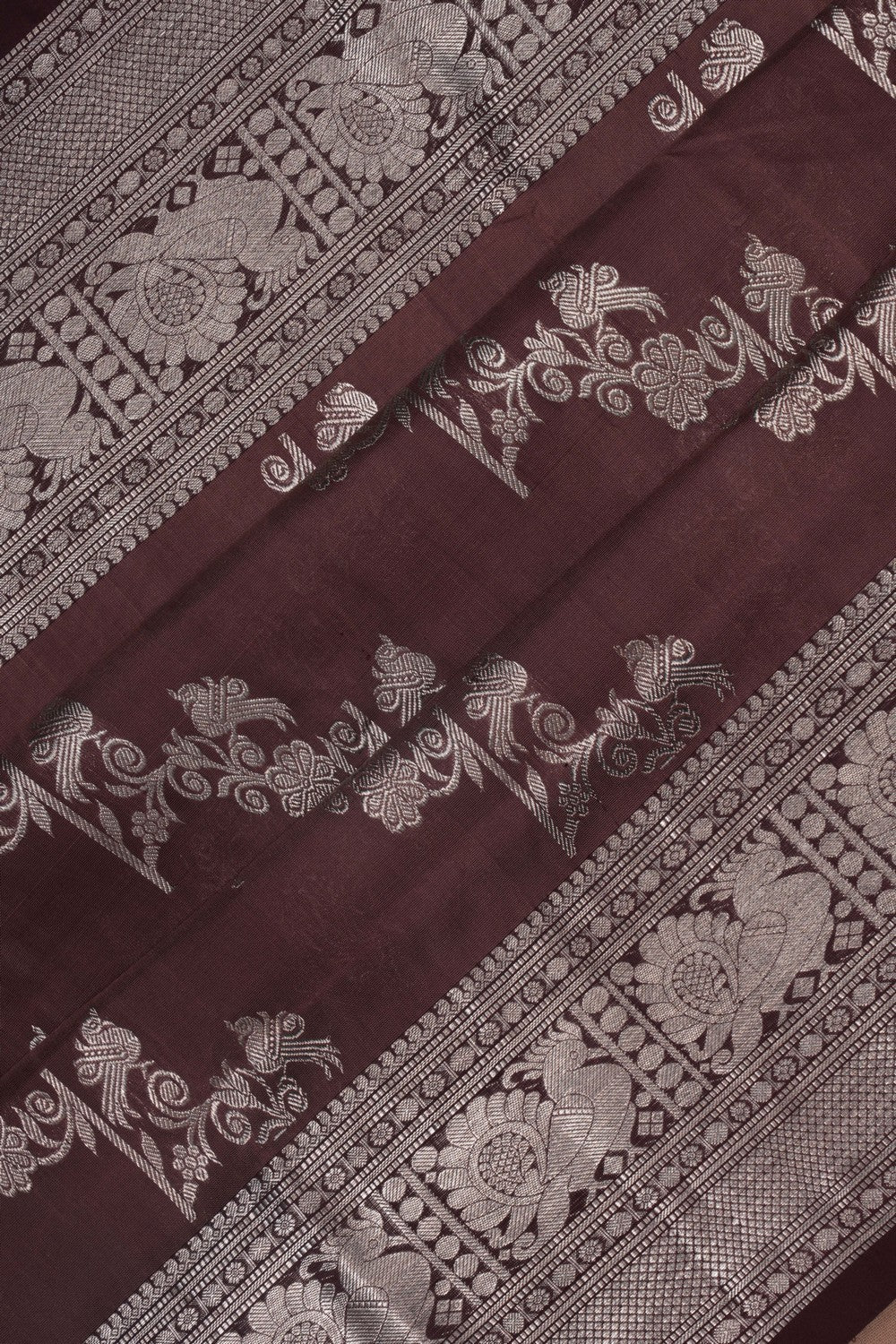 Venkatagiri Silk Caramel Brown Saree