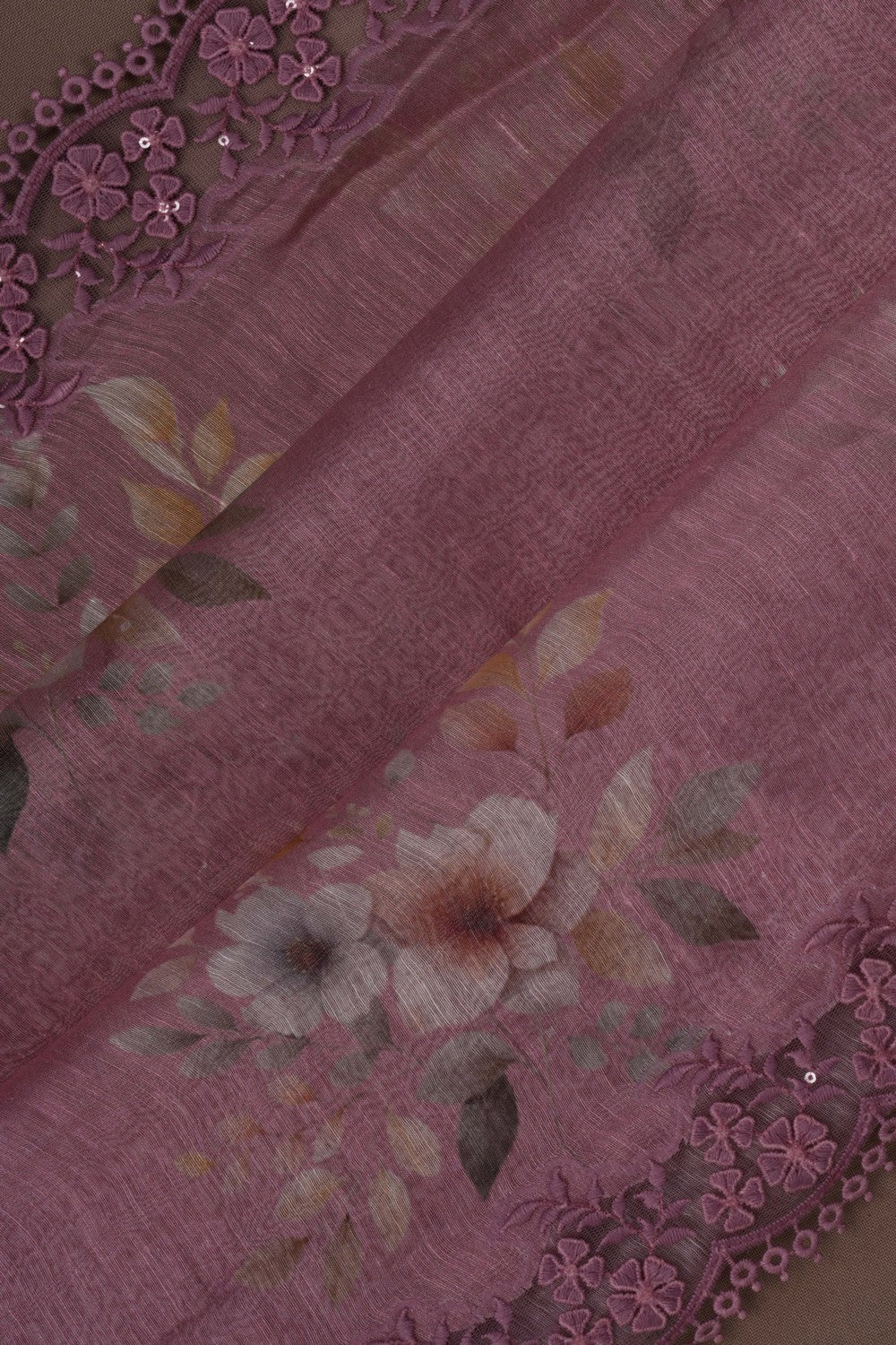 Image of Linen Mauve Pink Saree