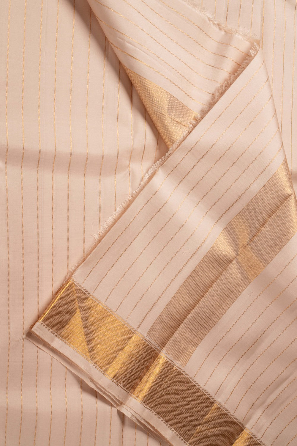 Image of Arani Silk Beige Dhoti With Kanduva (8 X 4)