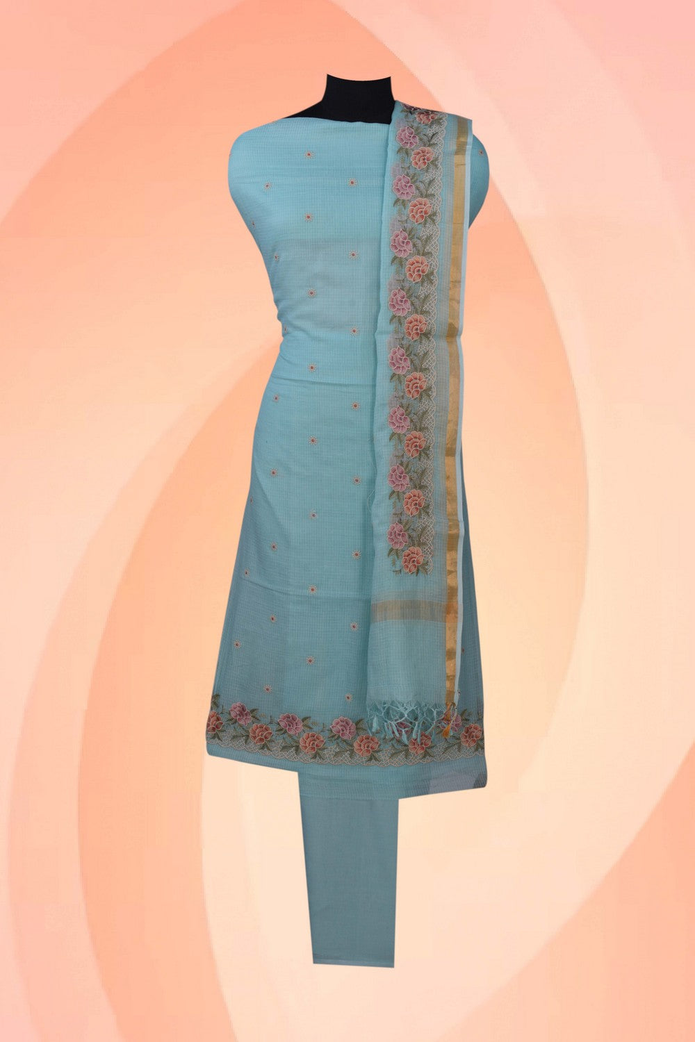 Image of Unstitched Suit Set Kota Fabric (3 Pcs Set)