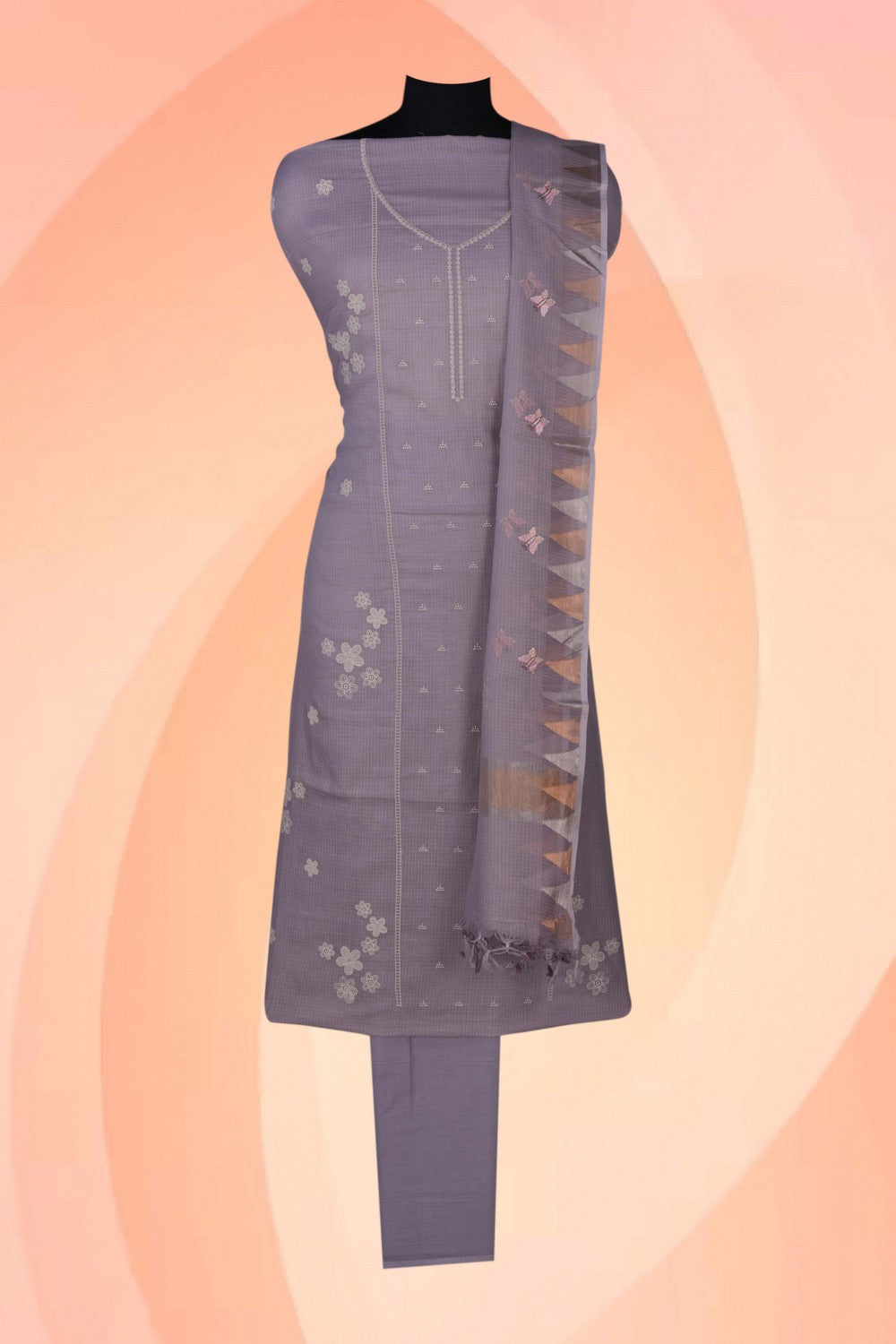 Image of Unstitched Suit Set Kota Fabric (3 Pcs Set)