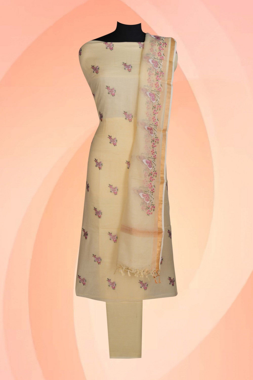 Image of Unstitched Suit Set Kota Fabric (3 Pcs Set)