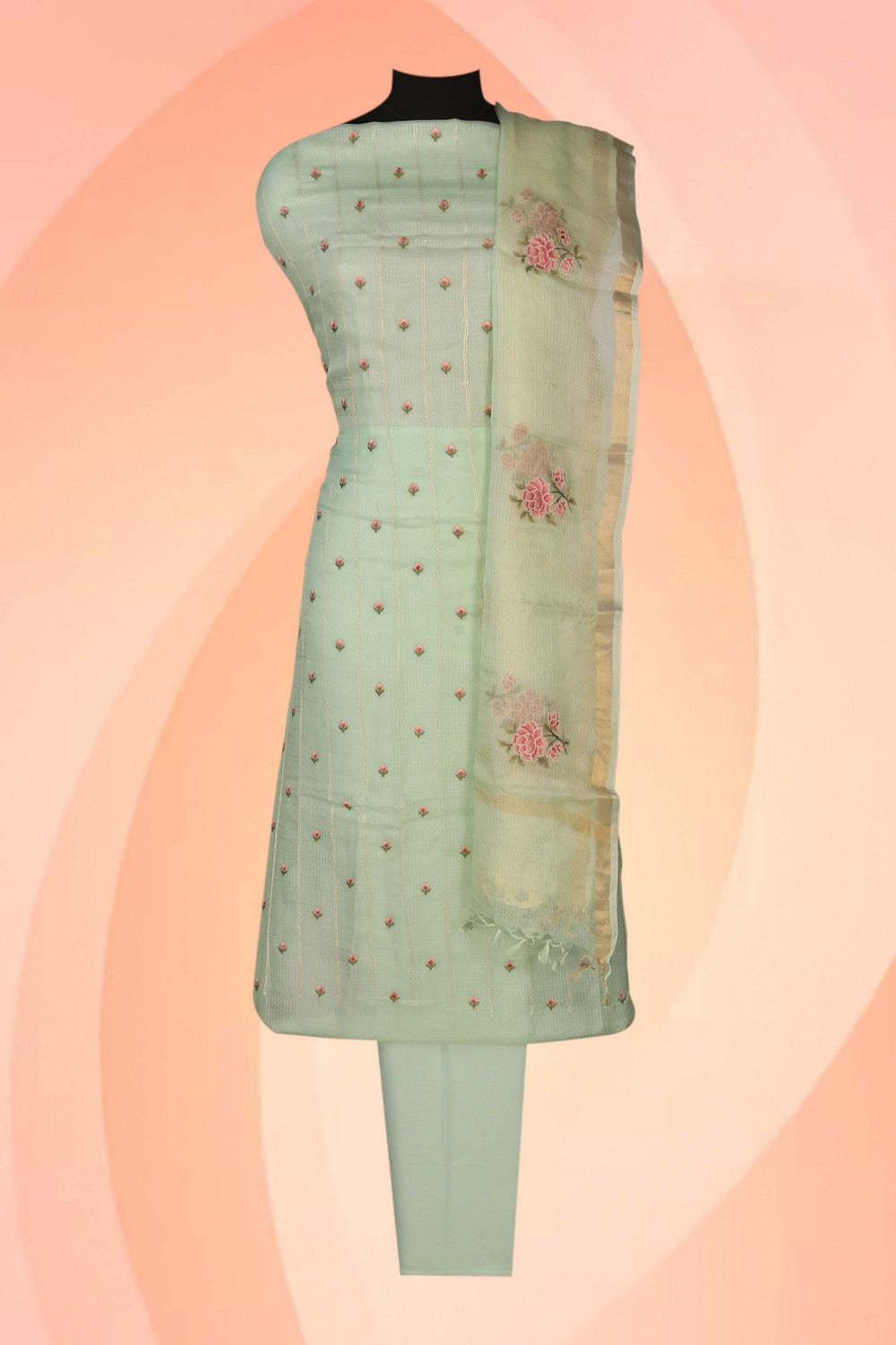 Image of Kota Doria Unstitched Suit (3 Pcs Set)