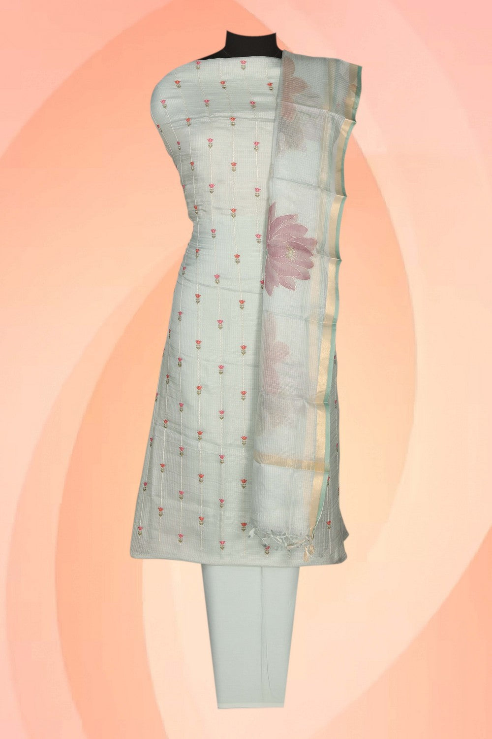 Image of Kota Doria Unstitched Suit (3 Pcs Set)