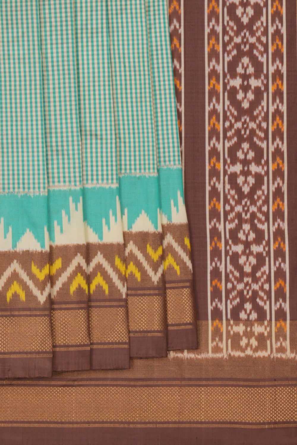 Image of Pochampally Ikat Silk Green Saree