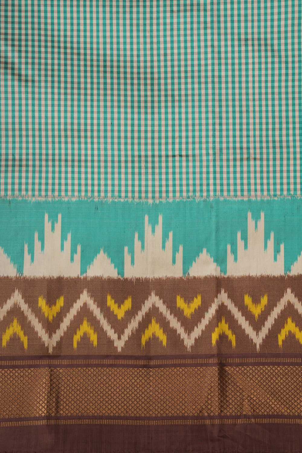 Image of Pochampally Ikat Silk Green Saree