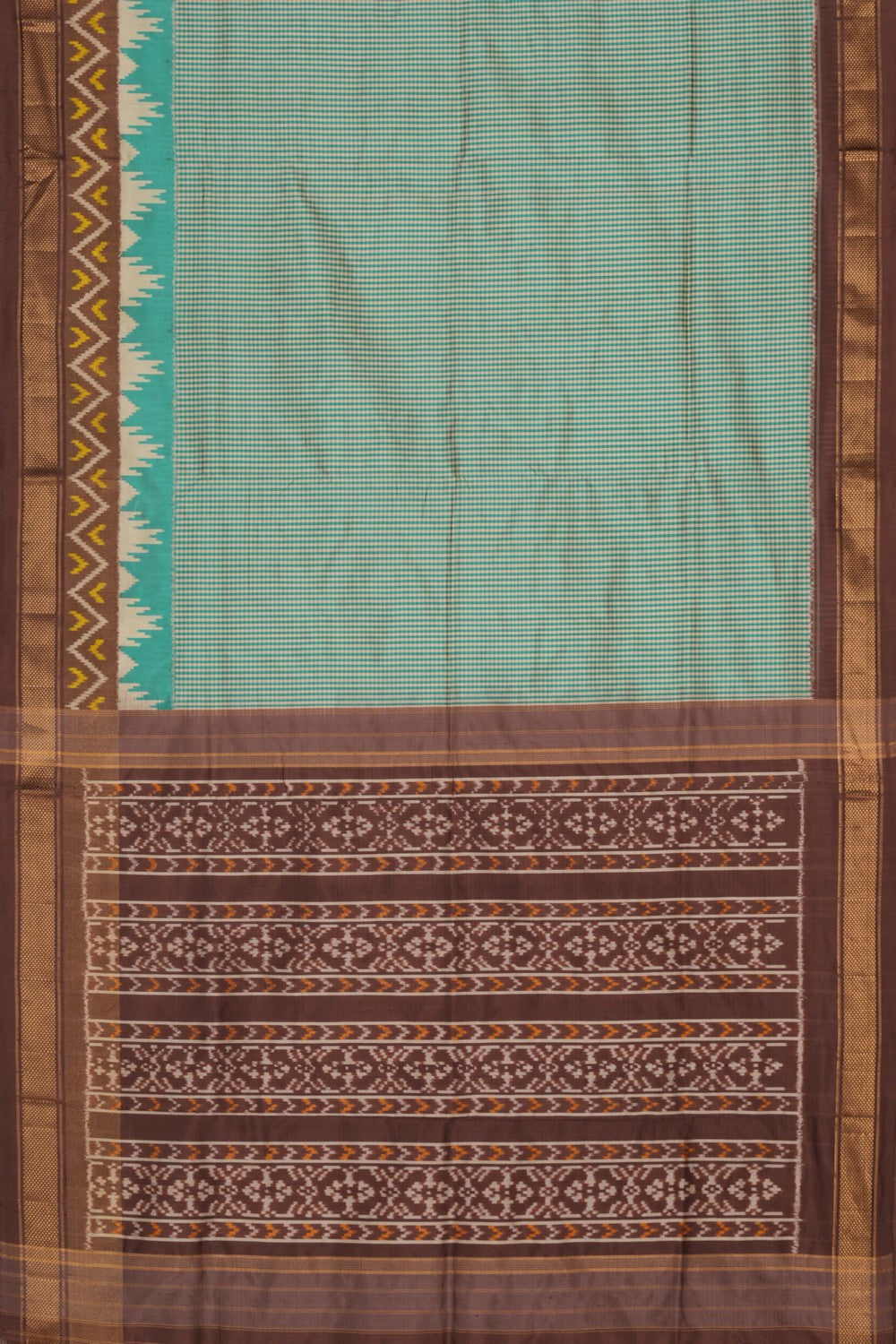 Image of Pochampally Ikat Silk Green Saree