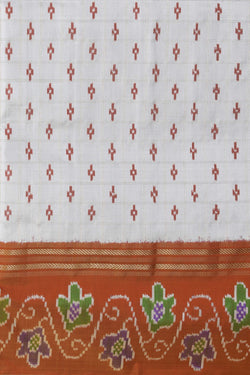 Image of Pochampally Ikat Silk Off-White Saree