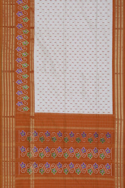 Image of Pochampally Ikat Silk Off-White Saree
