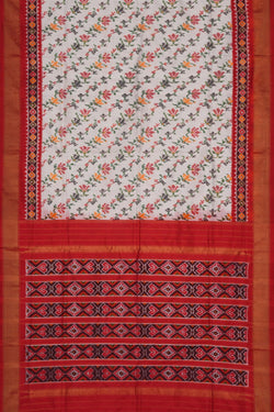 Image of Pochampally Ikat Silk White Saree