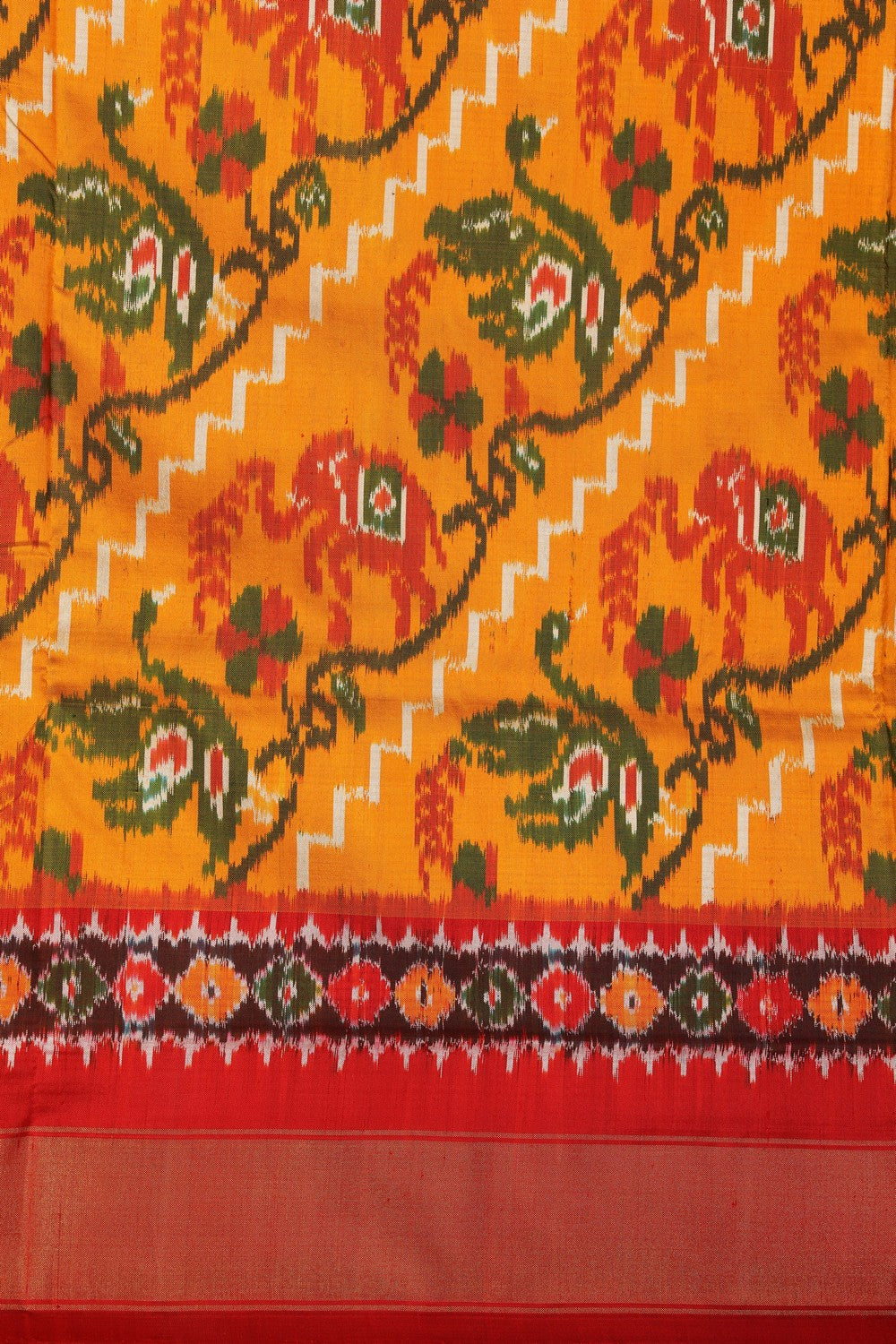 Image of Pochampally Ikat Silk Mustard Saree