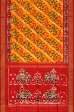 Image of Pochampally Ikat Silk Mustard Saree
