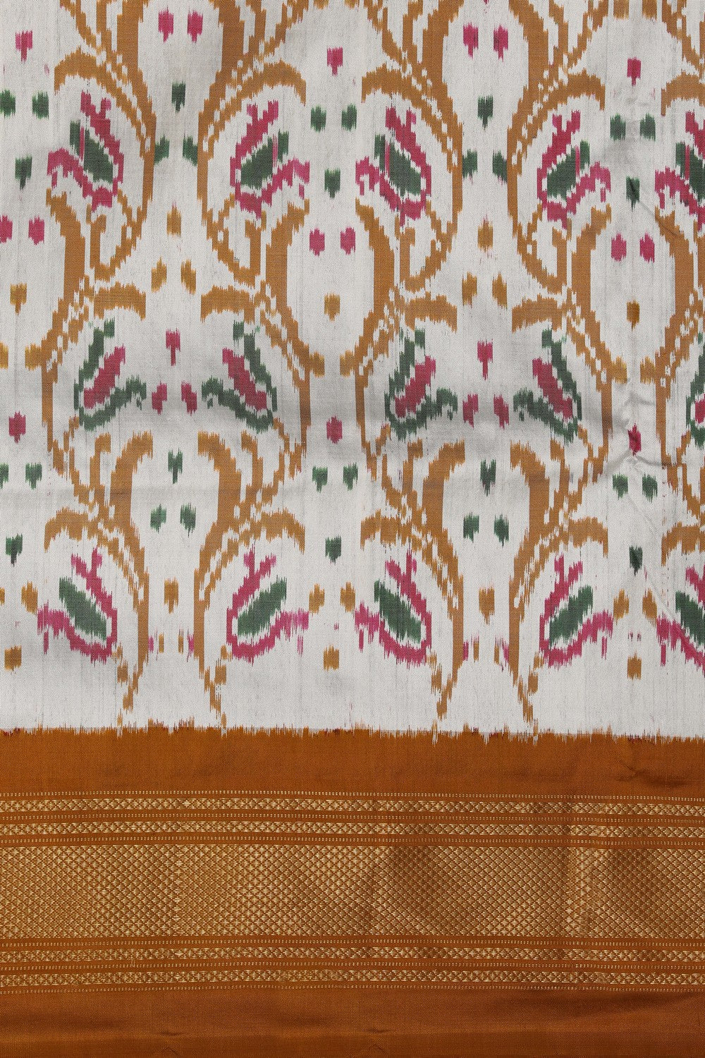 Image of Pochampally Ikat Silk White Saree