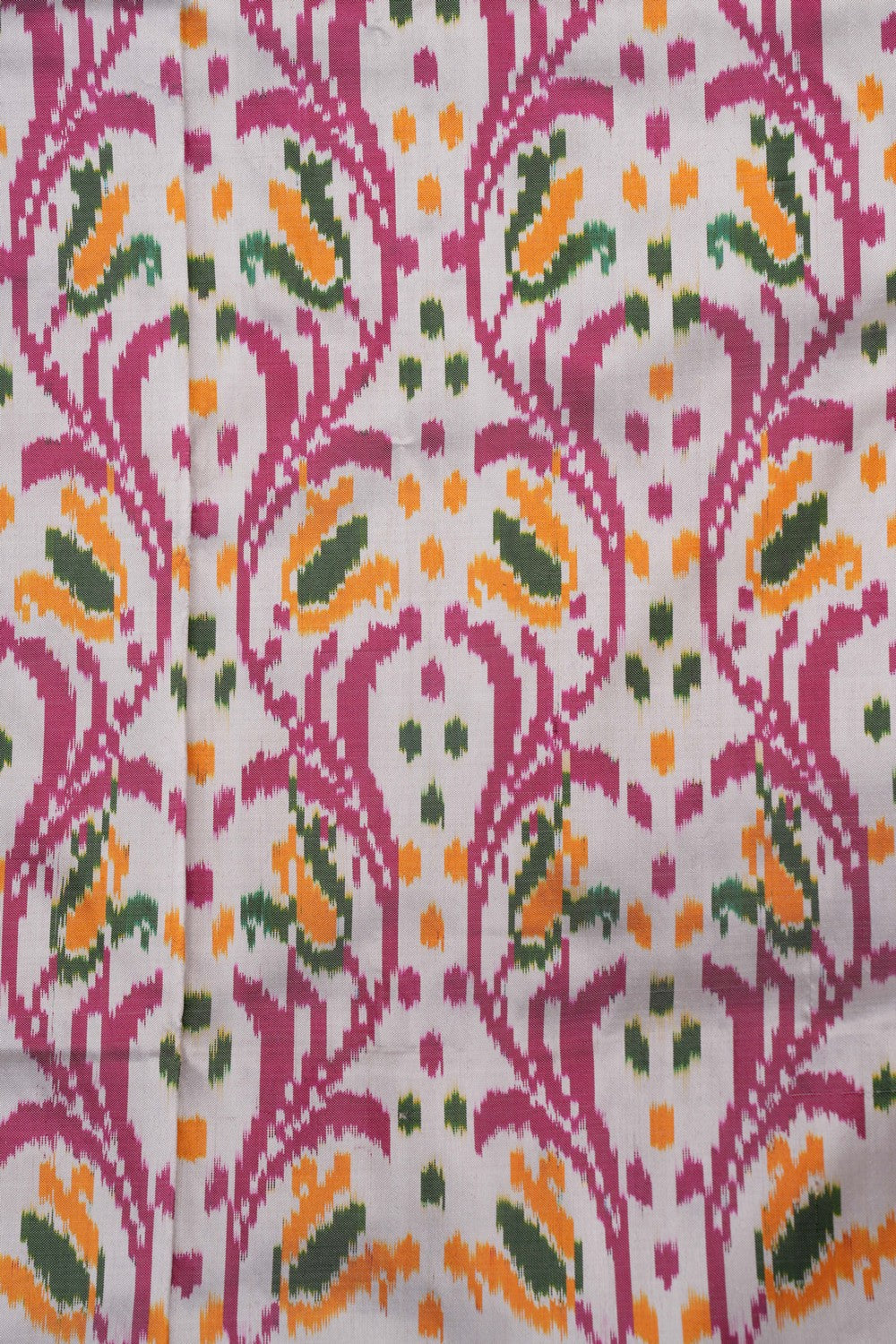 Pochampally Ikat Silk White Saree