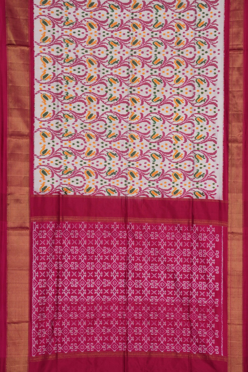 Image of Pochampally Ikat Silk White Saree
