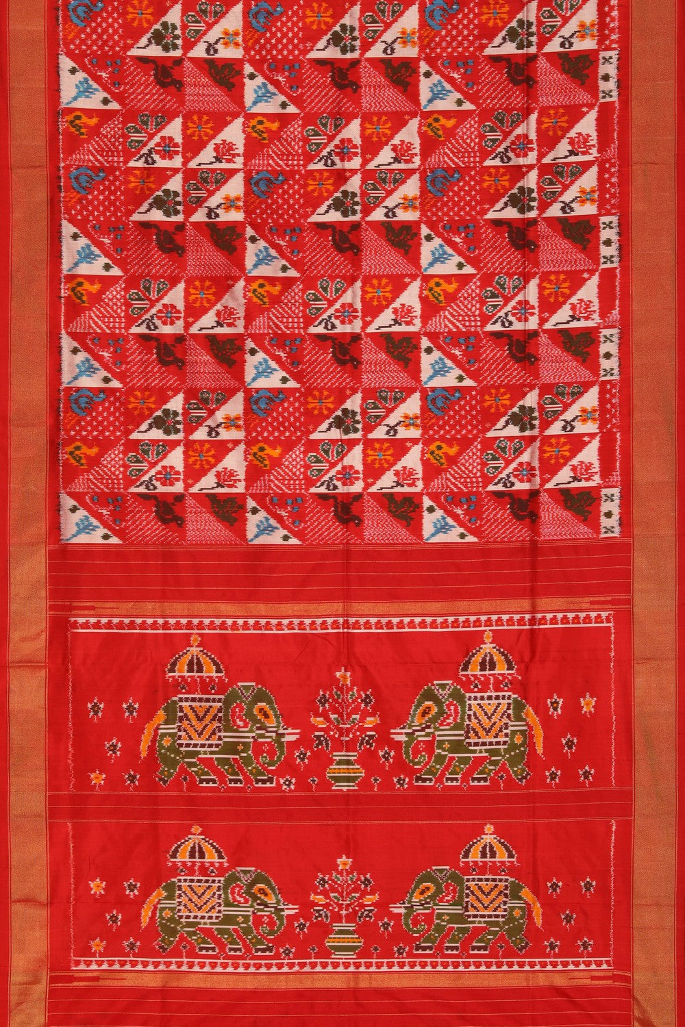 Image of Pochampally Ikat Silk Red Saree