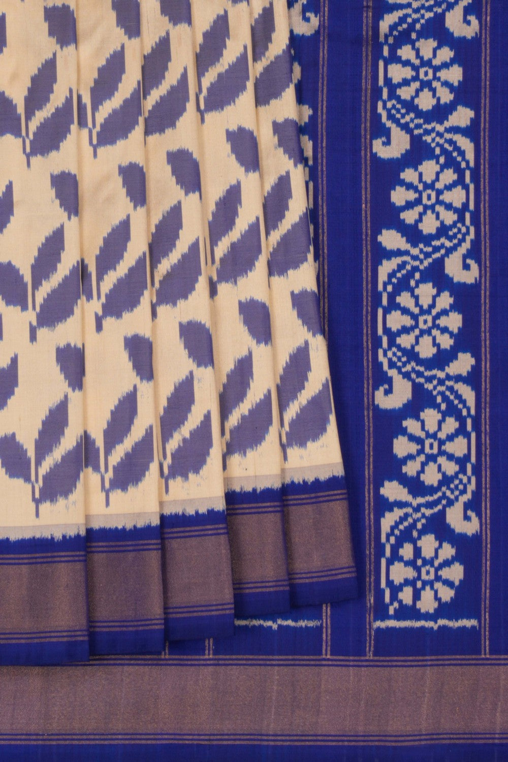 Pochampally Ikat Silk Cream Saree