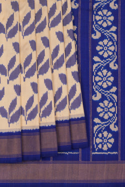 Image of Pochampally Ikat Silk Cream Saree