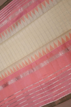 Image of Gadwal Silk Kattam Cream Saree