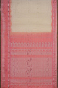 Image of Gadwal Silk Kattam Cream Saree