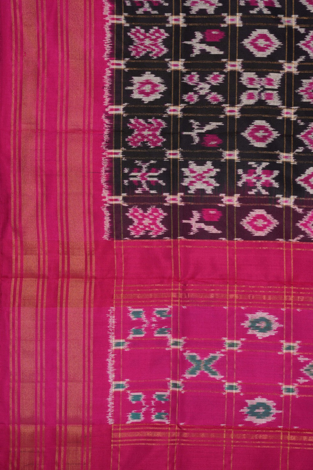 Image of Pochampally Ikat Silk Black Dupatta