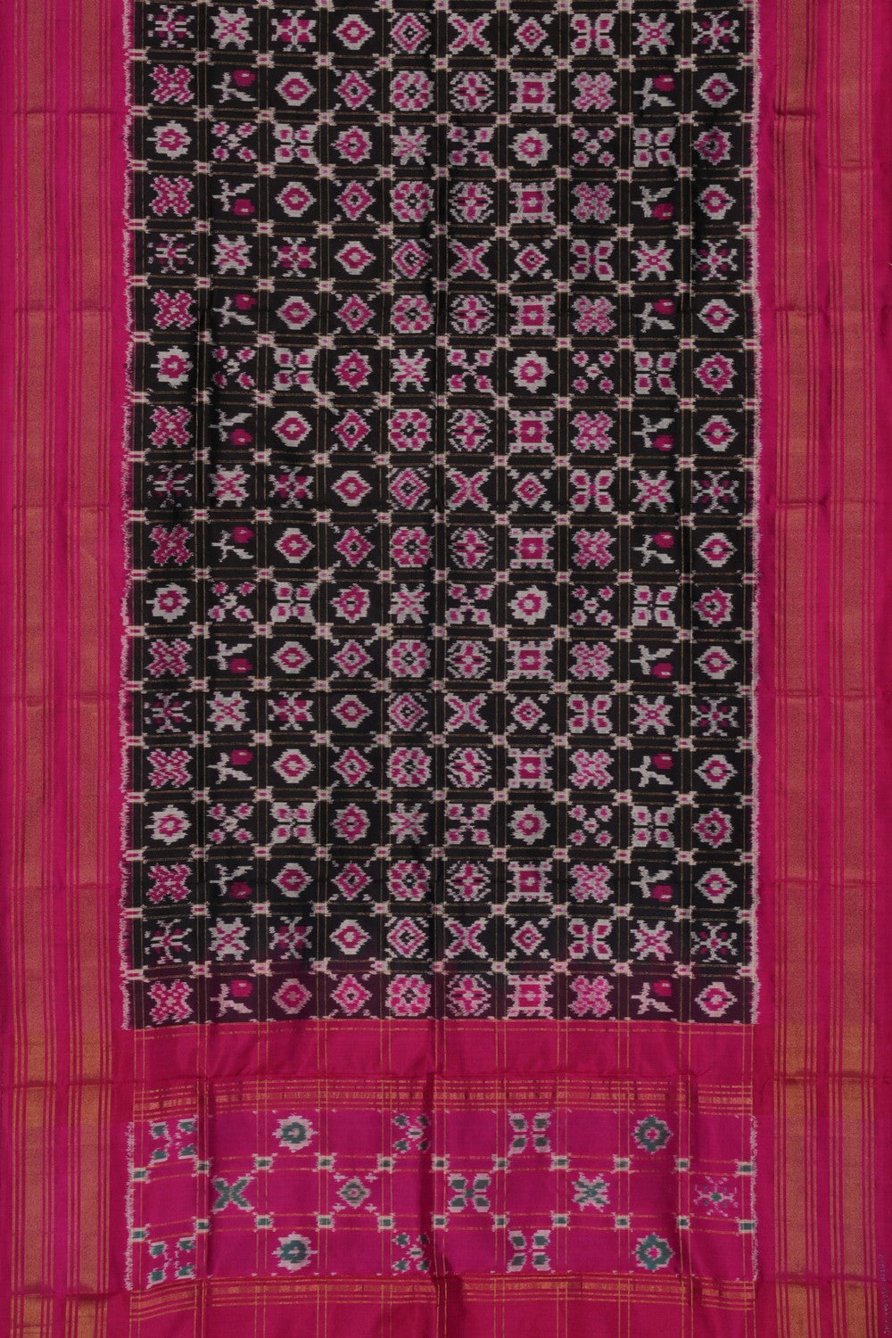 Image of Pochampally Ikat Silk Black Dupatta