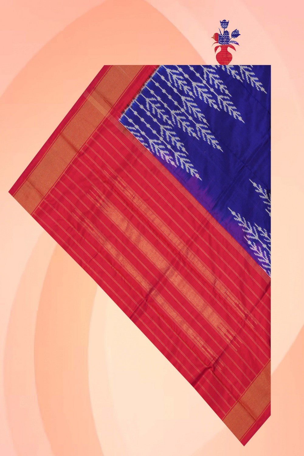 Image of Pochampally Ikat Silk Indigo Blue Dupatta