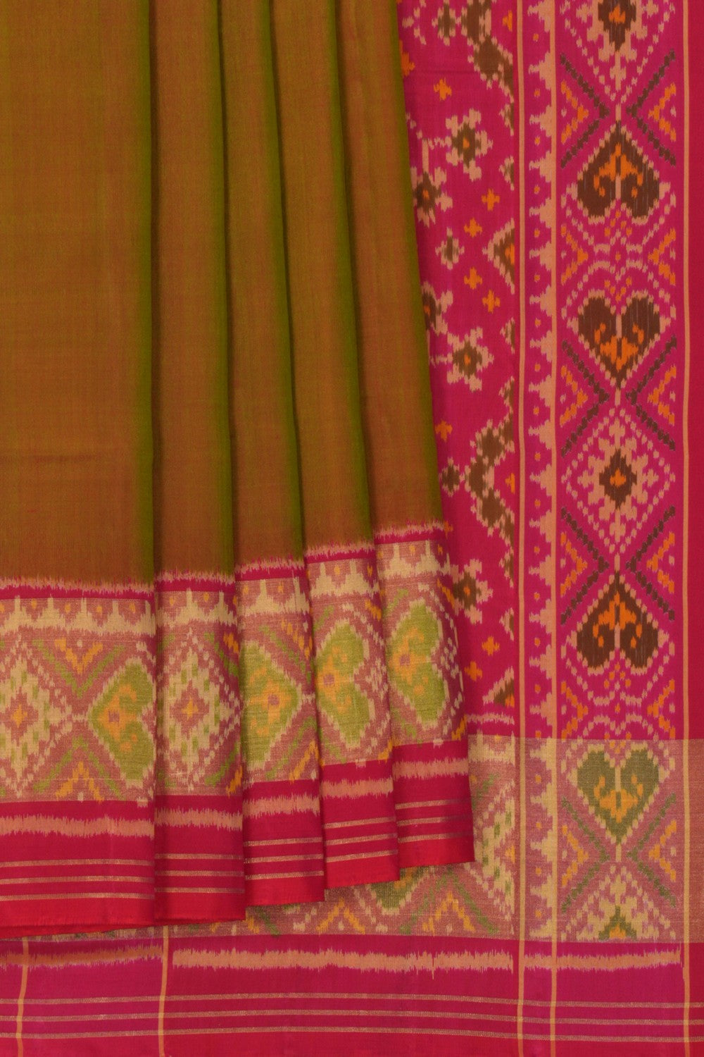 Image of Rajkot Patola Silk Moss Green Saree
