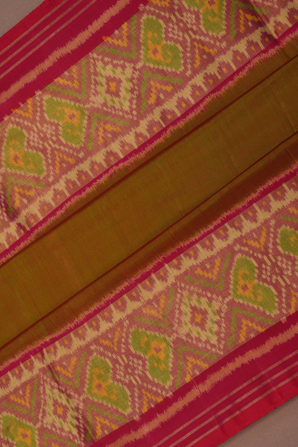 Image of Rajkot Patola Silk Moss Green Saree