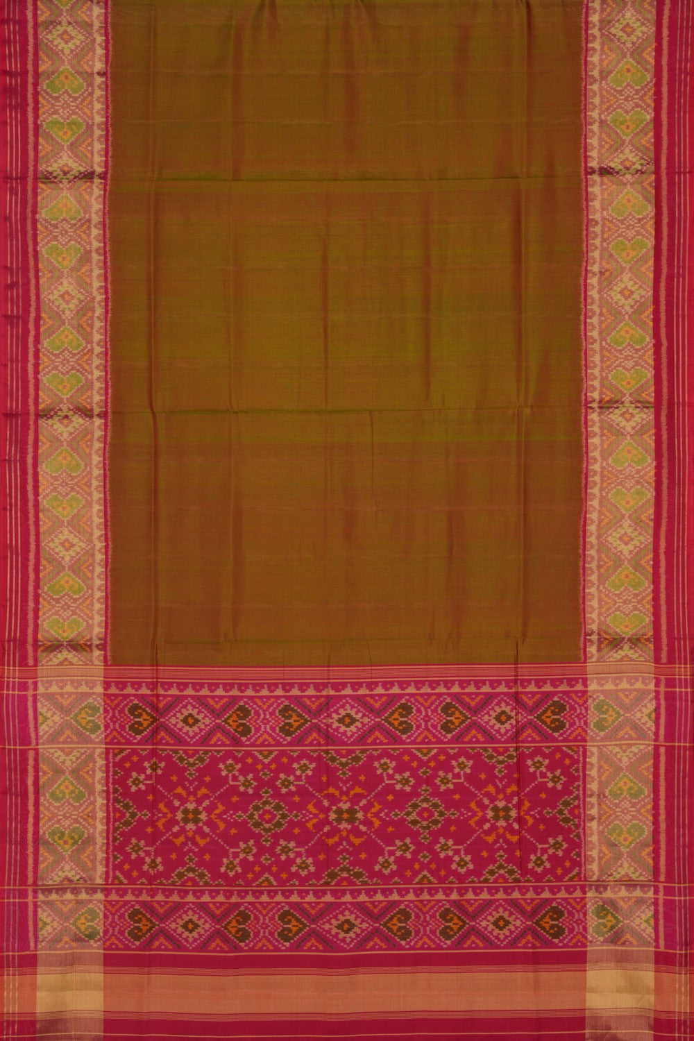 Image of Rajkot Patola Silk Moss Green Saree