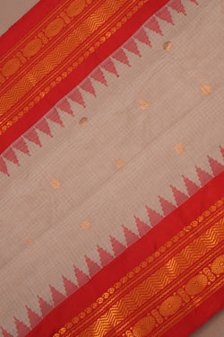 Image of Gadwal Cotton Silk Off-White Saree