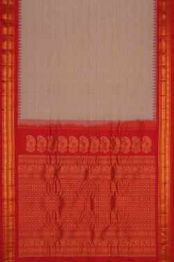 Image of Gadwal Cotton Silk Off-White Saree