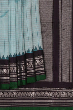 Image of Gadwal Kattam Sea Blue Saree