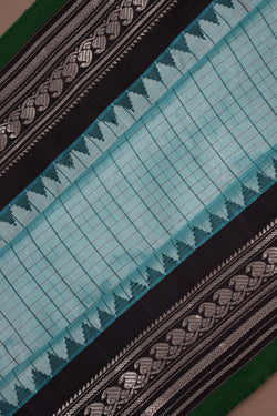 Image of Gadwal Kattam Sea Blue Saree