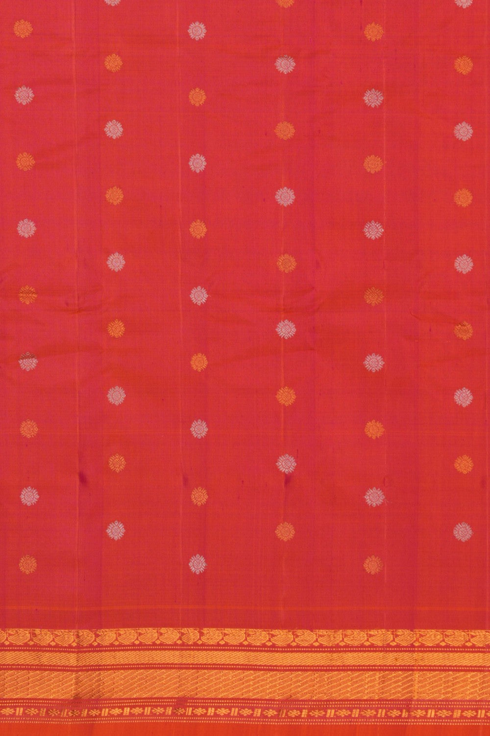 Gadwal Brocade Coral Orange Saree
